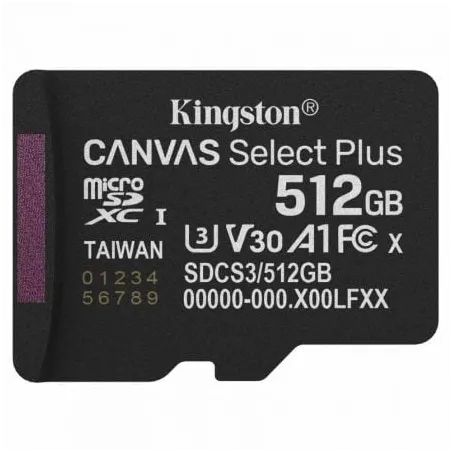 Tarjeta de Memoria Kingston CANVAS Select Plus 512GB microSD XC- Clase 10- 150MBs