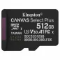 Tarjeta de Memoria Kingston CANVAS Select Plus 512GB microSD XC- Clase 10- 150MBs