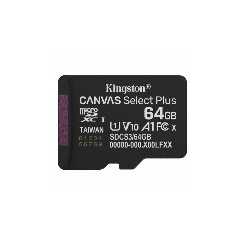 Tarjeta de Memoria Kingston CANVAS Select Plus 64GB microSD XC- Clase 10- 100MBs