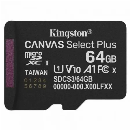 Tarjeta de Memoria Kingston CANVAS Select Plus 64GB microSD XC- Clase 10- 100MBs