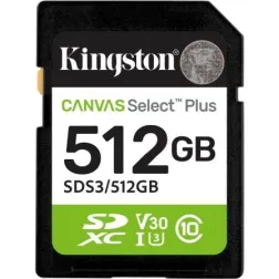 Tarjeta de Memoria Kingston CANVAS Select Plus 512GB SD XC- Clase 10- 150MBs