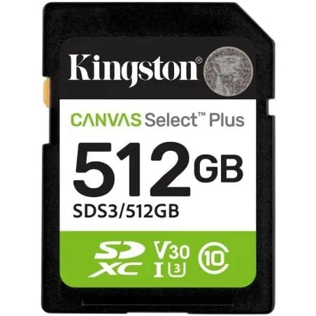 Tarjeta de Memoria Kingston CANVAS Select Plus 512GB SD XC- Clase 10- 150MBs