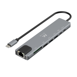 HUB EWENT USB3-2 GEN1 USB-C MULTIPORT DOCK 8-1 HDMI 4K 87W USB-C 2XUSB-A LAN CR