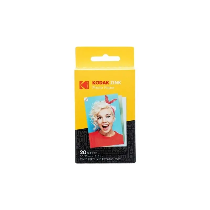 Papel Fotográfico para Cámara Printomatic y STEP Touch Kodak Zink- 2"x3"- 20g- 20 Hojas