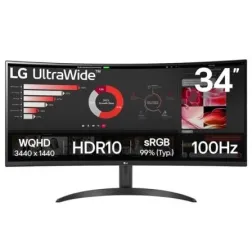 Monitor Profesional Ultrapanorámico Curvo LG 34WR50QK-B 34"- WQHD- Negro