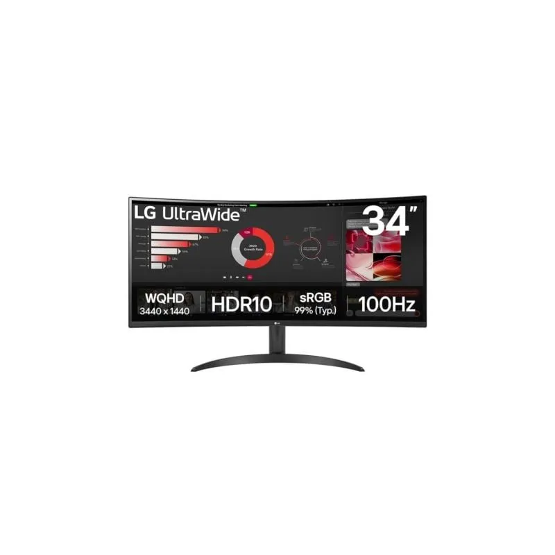 Monitor Profesional Ultrapanorámico Curvo LG 34WR50QK-B 34"- WQHD- Negro
