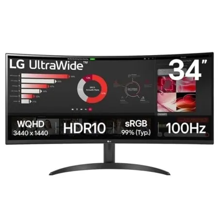 Monitor Profesional Ultrapanorámico Curvo LG 34WR50QK-B 34"- WQHD- Negro