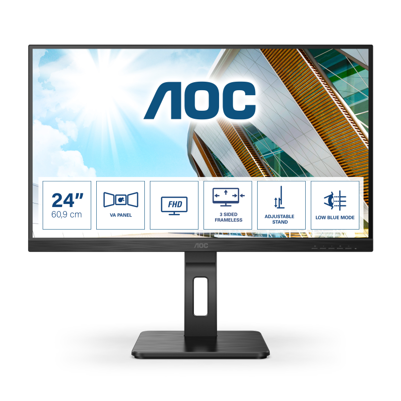 Monitor Profesional AOC 24P2QM 23-8"- Full HD- Multimedia- Negro