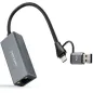Adaptador USB Macho + USB Tipo-C Macho - RJ45 Nanocable 10-03-0411- 1000Mbps