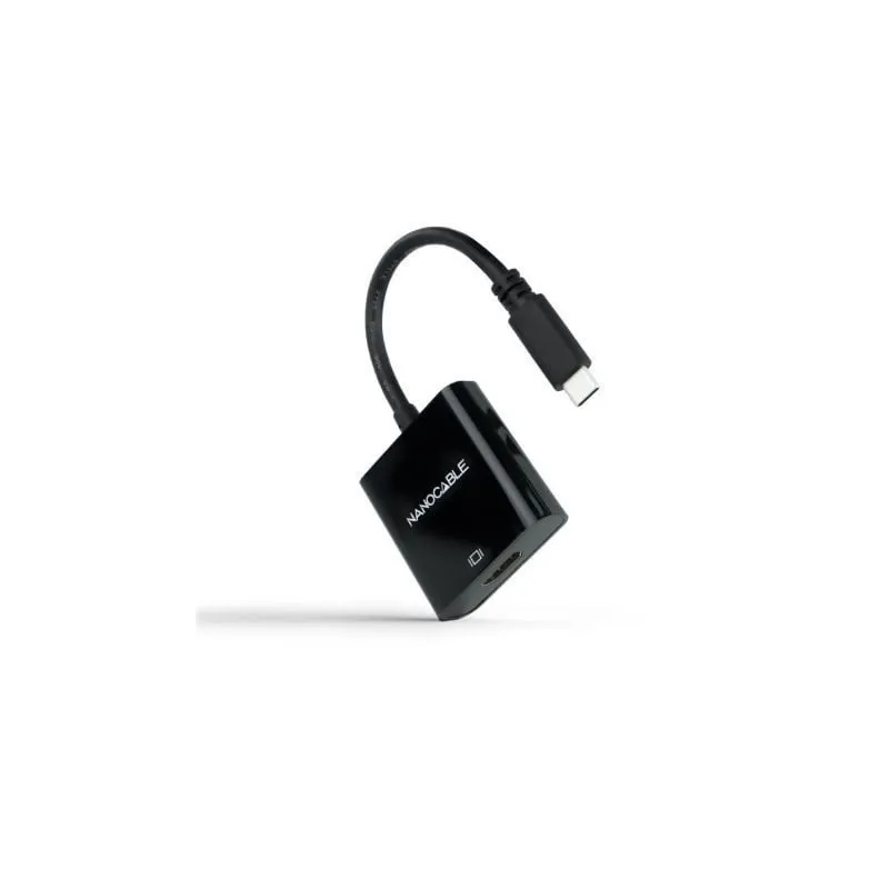 Conversor Nanocable 10-16-4102-BK- USB Tipo-C Macho - HDMI Hembra- 15cm- Negro