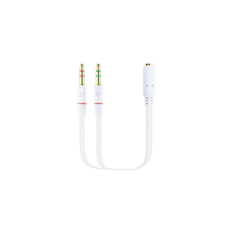 Cable Estéreo Nanocable 10-24-1203- Jack 3-5 Hembra - 2x Jack 3-5 Macho- 20cm- Blanco