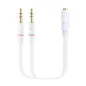 Cable Estéreo Nanocable 10-24-1203- Jack 3-5 Hembra - 2x Jack 3-5 Macho- 20cm- Blanco