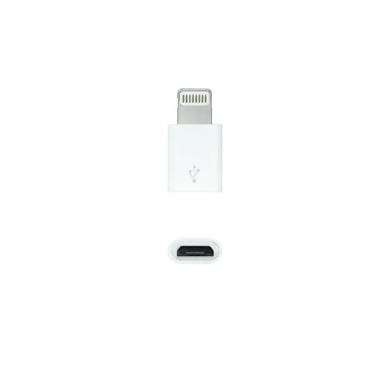 Adaptador Micro USB 2-0 Lightning Nanocable 10-10-4100- Micro USB Hembra - Lightning Macho- Blanco Adaptador Micro USB 2-0 Lightning Nanocable 10-10-4100- Micro USB Hembra - Lightning Macho- Blanco