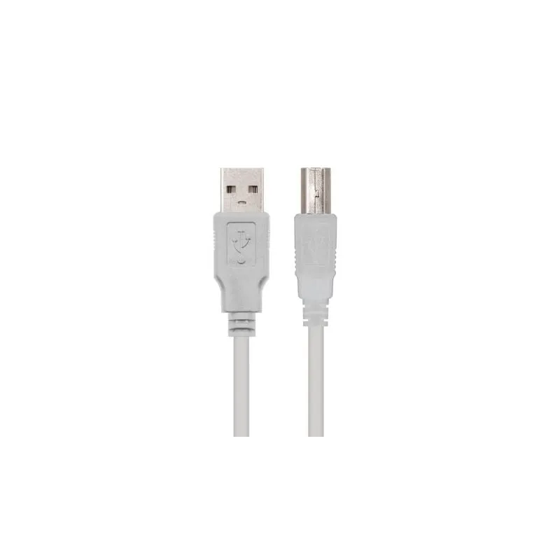 Cable USB 2-0 Impresora Nanocable 10-01-0102- USB Tipo-B Macho - USB Macho - 480Mbps- 1m- Beige