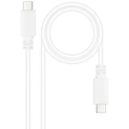 Cable USB 2-0 Tipo-C Nanocable 10-01-2301-W- USB Tipo-C Macho - USB Tipo-C Macho- 480Mbps- 1m- Blanco