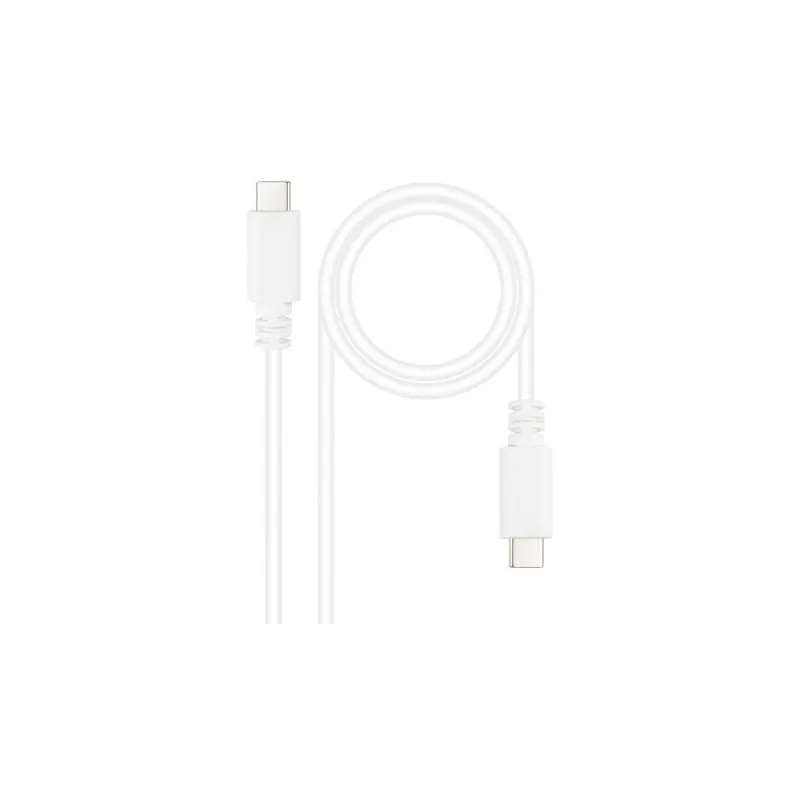 Cable USB 2-0 Tipo-C Nanocable 10-01-2301-W- USB Tipo-C Macho - USB Tipo-C Macho- 480Mbps- 1m- Blanco