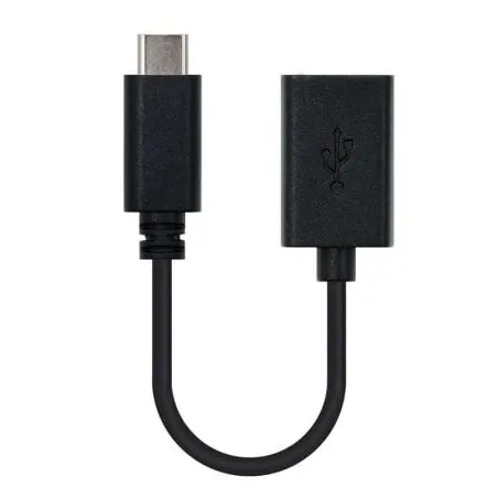 Cable USB 2-0 Tipo-C Nanocable 10-01-2400- USB Tipo-C Macho - USB Hembra- 480Mbps- 15cm- Negro