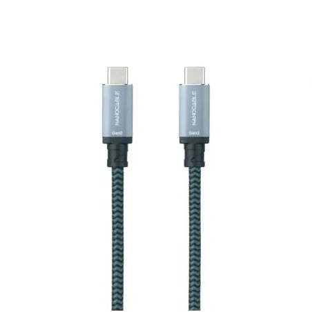 Cable USB 3-1 Tipo-C Nanocable 10-01-4101-L150-COMB- USB Tipo-C Macho - USB Tipo-C Macho- Hasta 100W- 10Gbps- 1-5m- Gris y Negro