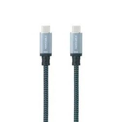 Cable USB 3-1 Tipo-C Nanocable 10-01-4102-COMB- USB Tipo-C Macho - USB Tipo-C Macho- Hasta 100W- 10Gbps- 2m- Gris y Negro