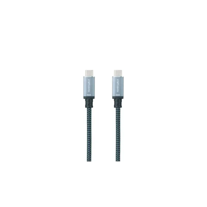 Cable USB 3-1 Tipo-C Nanocable 10-01-4102-COMB- USB Tipo-C Macho - USB Tipo-C Macho- Hasta 100W- 10Gbps- 2m- Gris y Negro