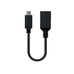 Cable USB 3-1 Nanocable 10-01-4201- USB Tipo-C Macho - USB Hembra- 15cm- Negro