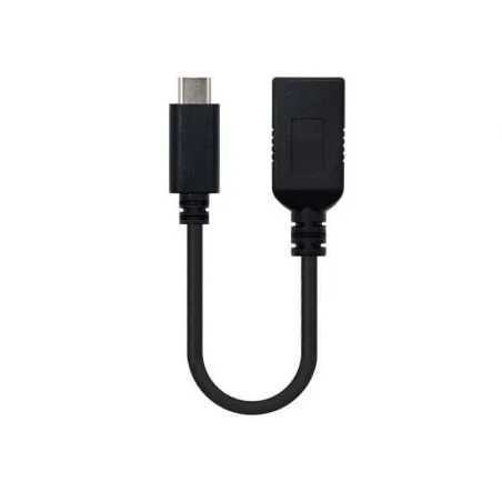 Cable USB 3-1 Nanocable 10-01-4201- USB Tipo-C Macho - USB Hembra- 15cm- Negro