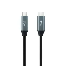 Cable USB 3-2 Nanocable 10-01-4300- USB Tipo-C Macho - USB Tipo-C Macho- Hasta 100W- 20Gbps- 50cm- Gris y Negro