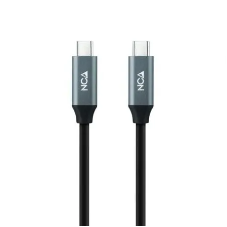 Cable USB 3-2 Nanocable 10-01-4300- USB Tipo-C Macho - USB Tipo-C Macho- Hasta 100W- 20Gbps- 50cm- Gris y Negro