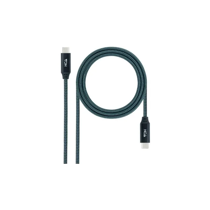 Cable USB 3-2 Tipo-C Nanocable 10-01-4301-COMB- USB Tipo-C Macho - USB Tipo-C Macho- Hasta 100W- 20Gbps- 1m- Gris y Negro