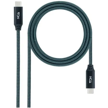 Cable USB 3-2 Tipo-C Nanocable 10-01-4301-L150-COMB- USB Tipo-C Macho - USB Tipo-C Macho- Hasta 100W- 20Gbps- 1-5m- Gris y Negro