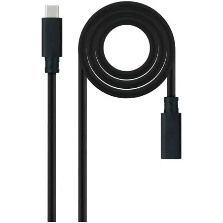 Cable Alargador USB Tipo-C 3-2 Nanocable 10-01-4500- USB Tipo-C Macho - USB Tipo-C Hembra- 50cm- Negro