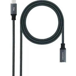 Cable Alargador USB Tipo-C 3-2 Nanocable 10-01-4501-COMB- USB Tipo-C Macho - USB Tipo-C Hembra- 1m- Negro