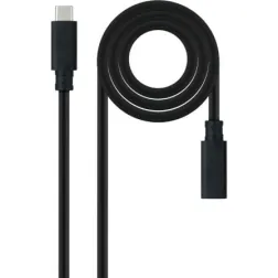 Cable Alargador USB Tipo-C 3-2 Nanocable 10-01-4502- USB Tipo-C Macho - USB Tipo-C Hembra- 2m- Negro
