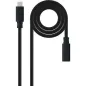 Cable Alargador USB Tipo-C 3-2 Nanocable 10-01-4502- USB Tipo-C Macho - USB Tipo-C Hembra- 2m- Negro