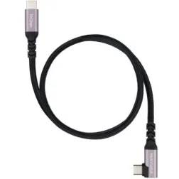 Cable USB 3-2 Tipo-C Acodado Nanocable 10-01-4700- USB Tipo-C Macho - USB Tipo-C Macho- Hasta 100W- 10Gbps- 50cm- Negro