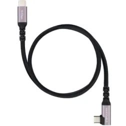 Cable USB 3-2 Tipo-C Acodado Nanocable 10-01-4702- USB Tipo-C Macho - USB Tipo-C Macho- Hasta 100W- 10Gbps- 2m- Negro