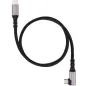 Cable USB 3-2 Tipo-C Acodado Nanocable 10-01-4702- USB Tipo-C Macho - USB Tipo-C Macho- Hasta 100W- 10Gbps- 2m- Negro