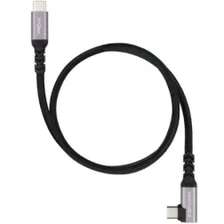 Cable USB 3-2 Tipo-C Acodado Nanocable 10-01-4703- USB Tipo-C Macho - USB Tipo-C Macho- Hasta 100W- 10Gbps- 3m- Negro