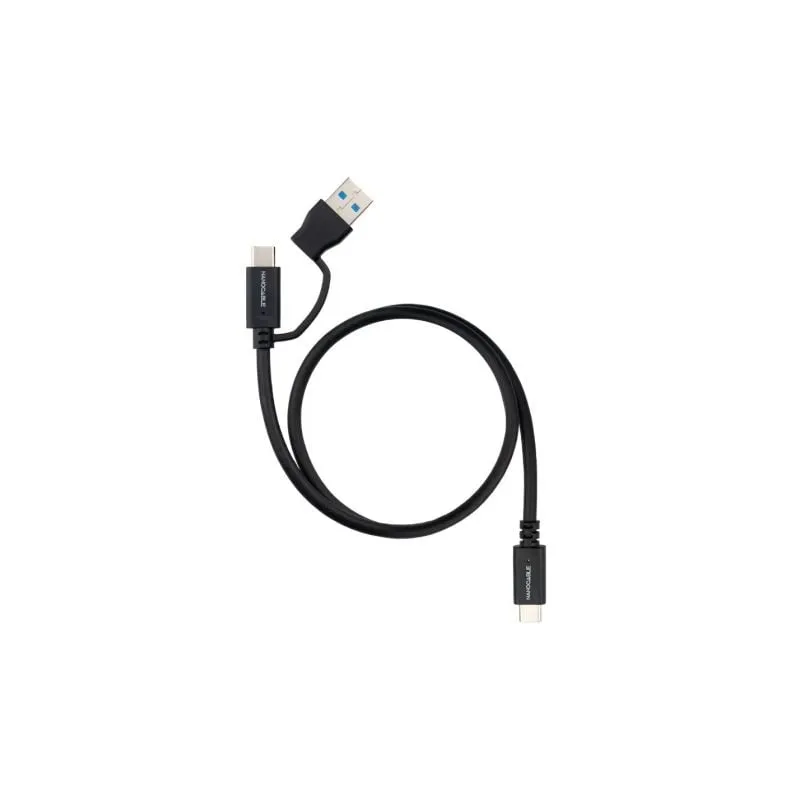 Cable USB 3-2 Tipo-C Nanocable 10-01-4800- USB Tipo-C Macho- USB Macho - USB Tipo-C Macho- Hasta 60W- 10Gbps- 50cm- Negro