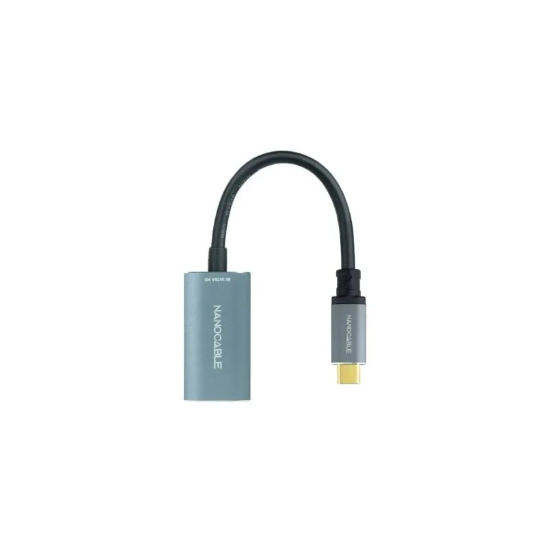 Conversor Nanocable 10-16-4104-G- USB Tipo-C Macho - DisplayPort Hembra- 15cm- Gris