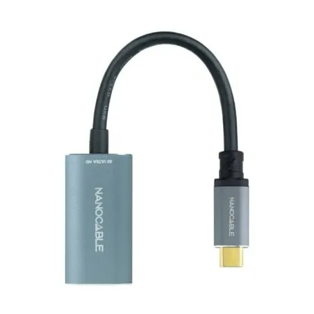 Conversor Nanocable 10-16-4104-G- USB Tipo-C Macho - DisplayPort Hembra- 15cm- Gris