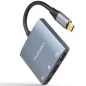 Conversor Nanocable 10-16-4306 USB Tipo-C- HDMI 4K Hembra - USB Hembra - USB Tipo-C PD- 15cm- Gris