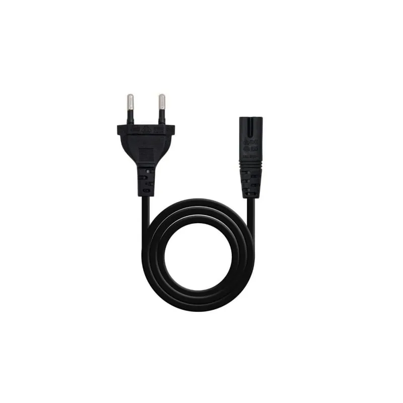 Cable Alimentación Forma 8 Nanocable 10-22-0402-L200- CEE7-16 Macho - C7 Hembra- 2m- Negro