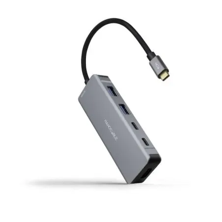 Docking Tipo-C Nanocable 10-16-1006- 2xUSB- 1xHDMI 4K- 2xUSB Tipo-C- 1xUSB Tipo-C PD- Gris