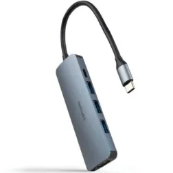 Docking Tipo-C Nanocable 10-16-4605- 3xUSB- 1xHDMI 4K- 1xUSB Tipo-C PD- Gris