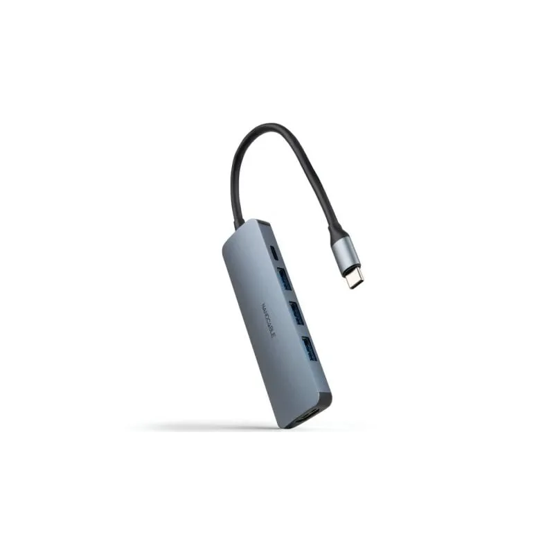 Docking Tipo-C Nanocable 10-16-4605- 3xUSB- 1xHDMI 4K- 1xUSB Tipo-C PD- Gris