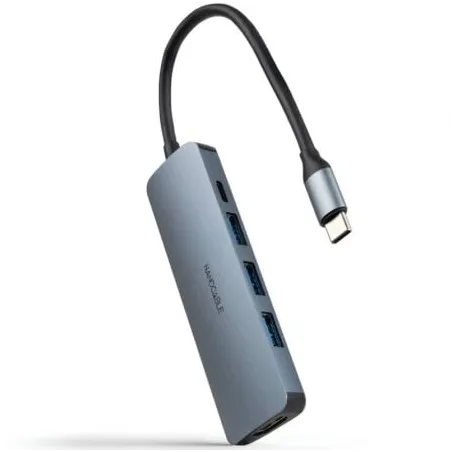 Docking Tipo-C Nanocable 10-16-4605- 3xUSB- 1xHDMI 4K- 1xUSB Tipo-C PD- Gris