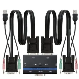 KVM Switch Nanocable 10-12-0001- PC - CPU: 2 VGA + 2 USB + 4 JACK 3-5 - CONSOLA: 2 USB + VGA + 2 JACK 2-5- 1-4m