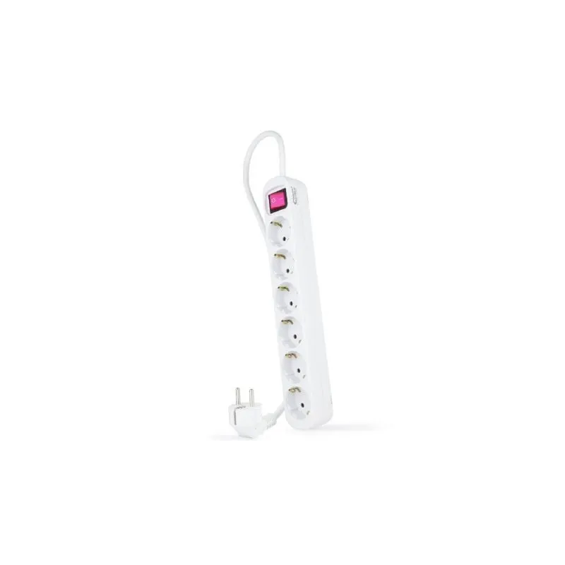 Regleta con Interruptor Nanocable 10-37-0006- 6 Tomas de Corriente- Cable 1-4m- Blanca