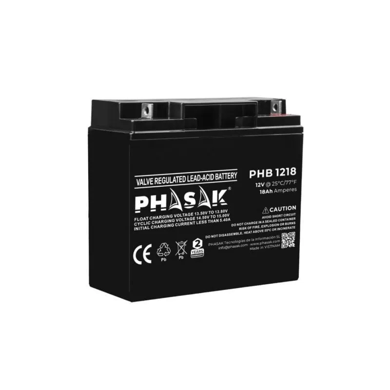 Batería Phasak PHB 1218 compatible con SAI-UPS PHASAK según especificaciones